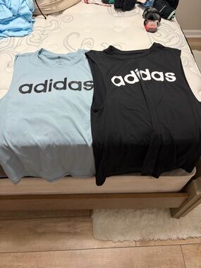 adidas Light Blue Crewneck Tee with Small Black Logo